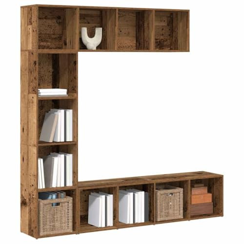 Xichuzi Bücherschränke 3 Stück Altholz Holzwerkstoffe, Standregal, Bücherregal, Ordnerregal, Hochregal, Aktenregale, Medienregal, Schlafzimmer Regal - 3328549