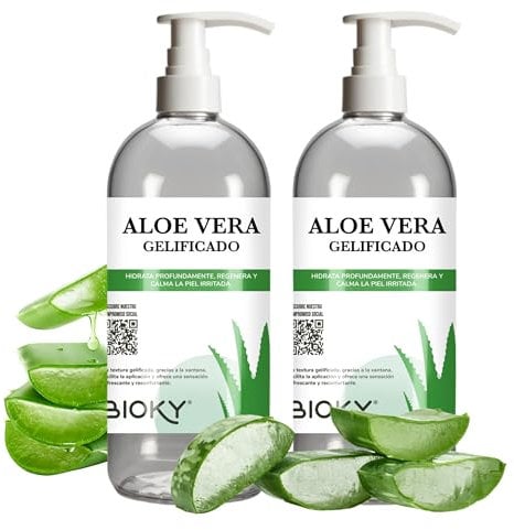 Gel Aloe Vera 100% Natural 2x1L – Puro, Orgánico, Hidratante y Calmante – Piel Hidratada e Iluminada | Natural y Versátil: Aftersun, Piel, Cabello, Calmante, Post Depilación, After Shave (2 Litros)
