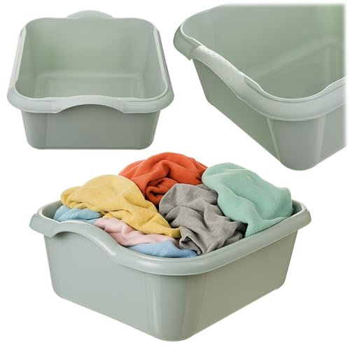 KADAX Waschschüssel 18L, Spülschüssel aus Kunststoff, rechteckige Schüssel, große Kunststoffschüssel, Plastikschüssel, Spülwanne, Plastikwanne (Hellgrün)