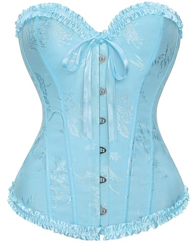 JASGOOD Women's Bustier Corset Lace Up Boned Overbust Bustier Lingerie Top