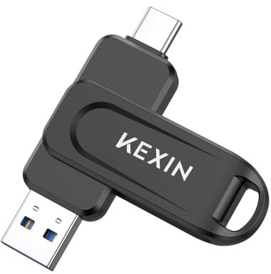 KEXIN Chiavetta USB 128GB Chiavetta USB C 128 GB 100 MB/s Girevole Doppia USB3.0 Memoria Esterna PC Tipo A e Tipo C Pen Drive per iPhone 15/16 Smartphone Tablet Auto Console di Gioco, Nero