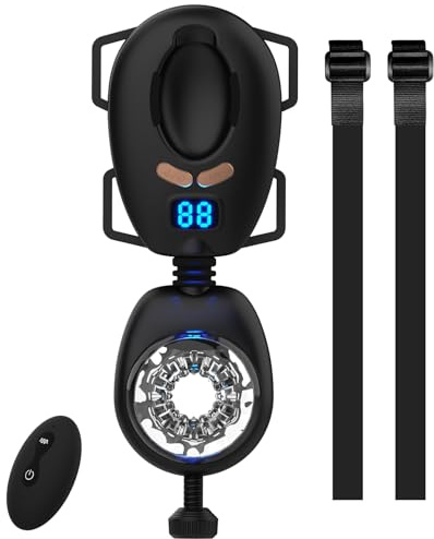 Elektrische Cup-Masturbatoren, Tragbarer Masturbator für Männer mit Abnehmbaren Gurten, Verstellbarer Penispumpe/Stroker mit LCD-Display Sexspielzeug für Männer (Schwarz)