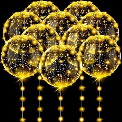 ENLACE 3 Stück Leuchtende Luftballons, 20 Zoll Bobo Ballons mit 3 Stück 3M 30 LED Lichterkette, Bobo Helium Ballons für Geburtstag Hochzeit Weihnachten Valentinstag Party Deko, Warmweiß