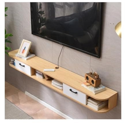 Wandmontierter TV-Ständer - Schwebender TV-Ständer mit Schublade, Media Console Entertainment Center for den Unterschrank des Fernsehers TV-Konsole mit Stauraum(Natural)
