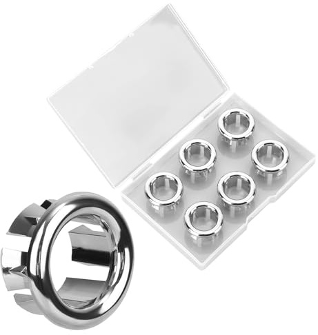 Tinoaly 6pz Anello Troppo Pieno Lavandino, Cromato Anello di Copertura per Troppo Pieno Lavandino del Bagno per Lavandini da Cucina Bagno Mobile Lavabo e Lavandini in Ceramica