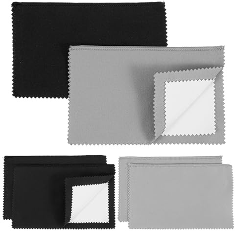 Silberputztuch für Schmuck, 10 Stück Silber Poliertüch Reinigungstucher, 19×16cm Wiederverwendbare Brillenputztücher für Schmuck, Brillen, Gold, Diamanten, Uhren (Grau & Schwarz)