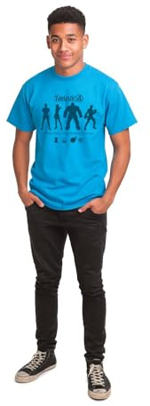 Fantastic Four Adults Blue T-Shirt – Marvel Comic Silhouette Tee | Unisex | Blue | 100% Cotton | XS-XL | Officially Licensed | Easy-Care