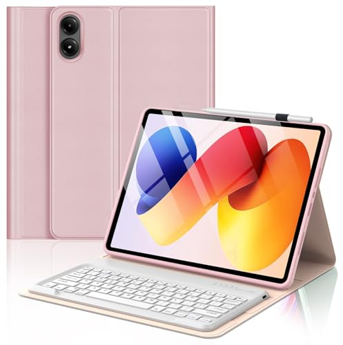 FOGARI Keyboard Case for Redmi Pad 2 Pro 12.1 2025 | UK Layout Detachable Bluetooth Keyboard for Redmi Pad Pro 12.1 2024/Xiaomi Poco Pad M1 2025, Pink
