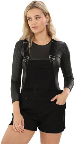 True Face Ladies Dungaree Denim Stretchable Women Sleeveless Jeans Short Dress Braces Hot Pants