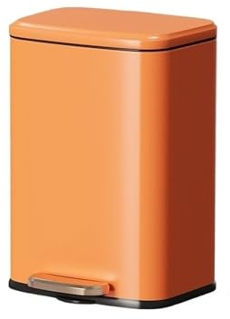 Xumh2024-3 Rubbish Bin 9L Home Recycling Bin Kitchen Stainless Steel Removable Inner Bucket Foot Pedal Soft Close(Orange)