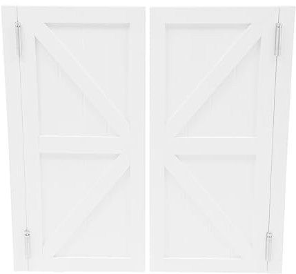 Puertas divisorias blancas, puertas de madera de doble puerta, para mamparas de entrada, cafeterías, centros comerciales, bares, 90 x 90 cm