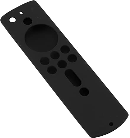 Chiyyak Silikon-Schutzhülle für die Fernbedienung des Fire TV Stick 4K 2018, Stoßfeste, rutschfeste Hülle mit Trageband, für, Haustiere, Familie (Schwarz)