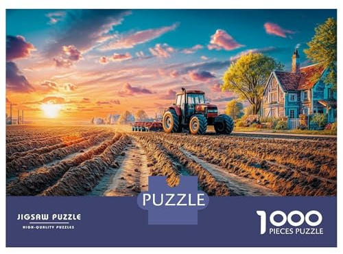 Landleben Traktor Szene Puzzle 1000 Teile Vintage Landleben Szene Geschenk Zum Jahrestag, Romantisches Motiv 38x26cm/1000pcs