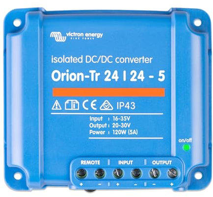 Victron Energy Orion-Tr Spannungswandler - 24/24-Volt 5 Ampere 120-Watt - IP43 Geschützt - DC-DC Konverter für Doppelbatteriesysteme - Isoliert