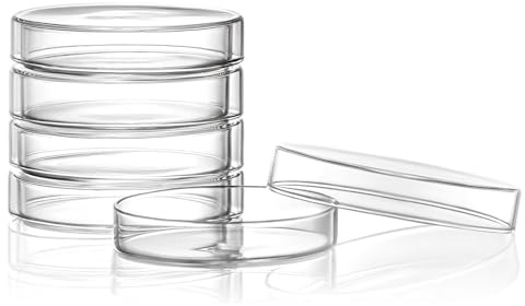 Huanyu 90 mm Petrischalen mit Deckel, 5 Stück, Lab Glas Petrischale | Borosilikatglas-Petrischale für Bakterienkulturen, wissenschaftliche Experimente in Schulen