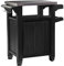 Keter Unity Chariot de Table Portable résistant aux intempéries avec comptoir en Acier Inoxydable, Crochets de Rangement et Barres latérales, Gris