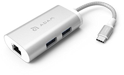 Adam Elements CASA Hub eC301 - USB-C HUB Aluminium 2x USB 3.1, 1x RJ45 Ethernet Port bis zu 1000 Mbit/s - Silber