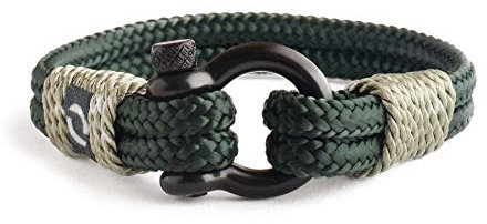 Mens Rope Bracelet - Stainless Steel Black Shackle, Extremely Durable and Scratch Resistant Waterproof Paracord, Handmade, Nautical Wristband for Men B-9-8.5