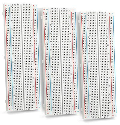 Chanzon 3 pcs Breadboard with 830 Tie Points (MB-102) Solderless Prototype Kit Universal PCB Bread Board plus 2 Power Rail and Adhesive Back for Small DIY Kits Arduino Proto Raspberry rasp Pi project