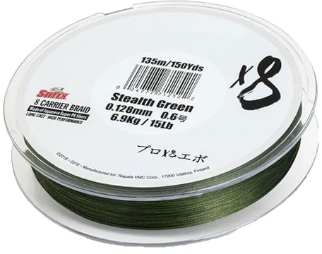 Sufix Tresse 8 Brins X8 Braid - 300m - Stealth Green - D.0.24mm - R.20Kg - SX8235GR300 - ASU640447