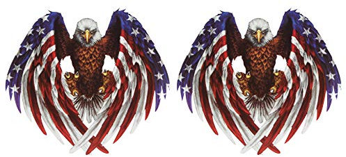HALJIA Lot de 2 Autocollants 3D Motif Drapeau américain et Aigle à tête Blanche pour Voiture, Moto, Skateboard, vélo, Automobile, Pare-Chocs, fenêtre, Autocollants, etc.