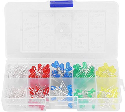 200pcs LED Diode Lights 3mm et 5mm Assortiment de diodes électroluminescentes Assortiment Kit Composants électroniques Lot de couleurs assorties LED et résistances
