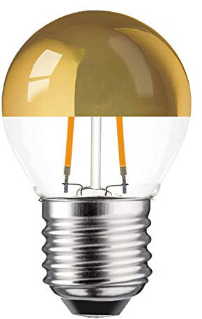 NCC-Licht LED Filament Leuchtmittel Tropfen 2W = 25W E27 Kopfspiegel Gold Glühfaden Warmweiß 2700K retrofit Nostalgie