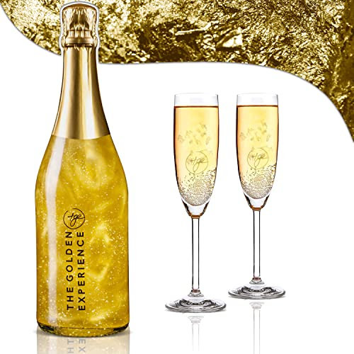 TGE - Gold-Sekt - Sekt mit Gold - Sekt mit Blattgold - Sekt Geschenk 0,75 l - mit echtem 23 Karat Blattgold & Goldstaub