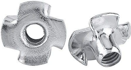 Dado a T in Acciaio al Carbonio Zincato, M3/M4/M5/M6/M8 Dadi a T, Dadi a T a 4 Punte, per Mobili in Legno, Inserti Blindati Dado a Ragno in Metallo Placcato Zincato(M4×50)