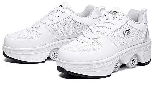 Rollschuhe Damen,2 In 1 Inline Skates Kinder,verstellbare Quad Skate Rollerskates Skating Sneakers,Sport Freizeit Laufschuhe Sneakers Für Männer Und Frauen,EUR36