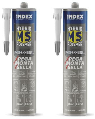 Hybrid Montagekleber 290ml | Klebstoff für Beton, Holz, Metall & Fliesen | MS Polymer Kleber | Metallkleber | PVC Kleber | wasserfest | schnellhärtend | versch. Farben (2, grau)