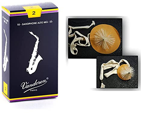 Vandoren Paris 10 - Saxophone Alto Mib-Eb & soundman Durchziehwischer-Set für Saxophon - enthält: 1 Wischer für den Korpus + 1 Wischer für den S-Bogen - Leder Komplettset Innenreinigung