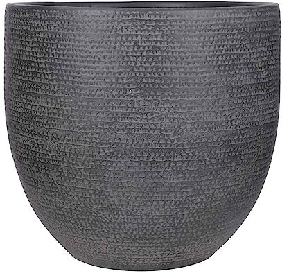 MICA Decorations Carrie Pot de Fleurs - H 36 cm x Ø 39 cm - Terre Cuite - Noir