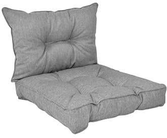 POKAR Loungekissen Stuhlkissen für Stuhl Rattanmöbel Gartenmöbel Kissen, 2er Set (1x Sitzkissen 70x70x10 cm + 1x Rückenlehne 70x40x10 cm), Grau