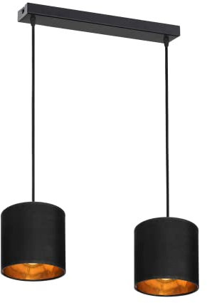 Miratic Hängeleuchten & Pendelleuchten Lampenschirm Hängelampe Pendelleuchte Schwarz E27 (Glühbirnen nicht im Lieferumfang enthalten) (2 Lichtquellen)