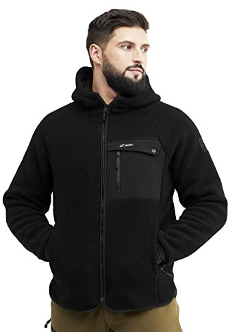 RevolutionRace Sherpa Hoodie für Herren, Outdoor Fleecejacken perfekt für Wanderungen und Outdoor-Abenteuer, Caviar, S
