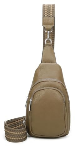 Unisex Crossbody Bodybag Sling Tasche Rucksack Crossover Schultertasche Brusttasche Umhängetasche Bag Damen Herren Dunkeltaupe
