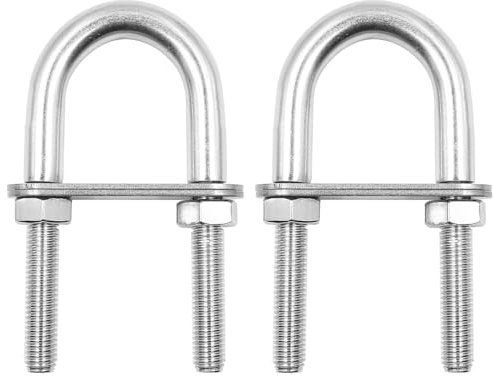ZONADAH Boulons en U M10 110 x 40 mm en Acier Inoxydable 304 Argent, Lot de 2 avec Plaques Écrous, Accessoires de Boulons en U, Supports en U pour Bateau, Quincaillerie Automobile