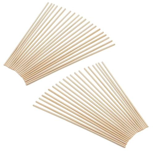 JOIKIT Lot de 100 tiges de cheville de 30 cm, baguette bois ronde 5mm, tiges de cheville en bois naturel, bâtons ronds en bois dur brut pour bricolage, travaux d'art