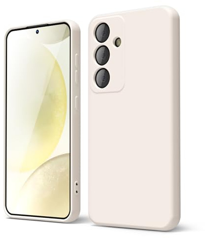 oakxco for Samsung Galaxy S24 Phone Case Liquid Silicone, Thin Slim Soft Rubber Gel TPU Plain Simple Cover for Women Girl Cute, Matte Solid Color, Beige Stone Cream