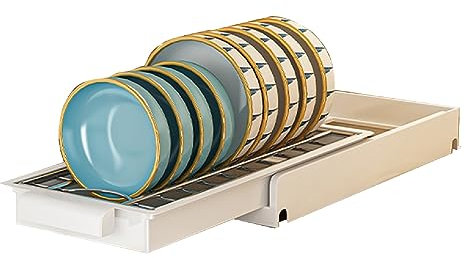 HERCHR Organizador De Gabinete Extraíble De Acero Inoxidable, Organizador De Gabinete Deslizante, Almacenamiento, Estantes Deslizantes De Cocina Para Platos(Blanco)