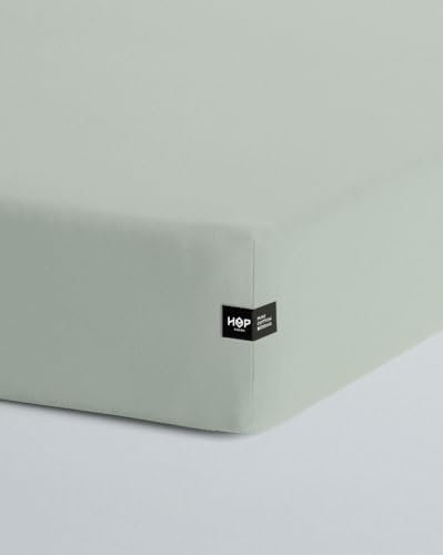 HOP DESIGN Pure Bettlaken Baumwolle - Matratzentopper Baumwolle - 100% Spannbettlaken 160x200cm - Bettlaken 160 x 200 - Spannbettlaken für Topper - Leintuch – Salbei Grün