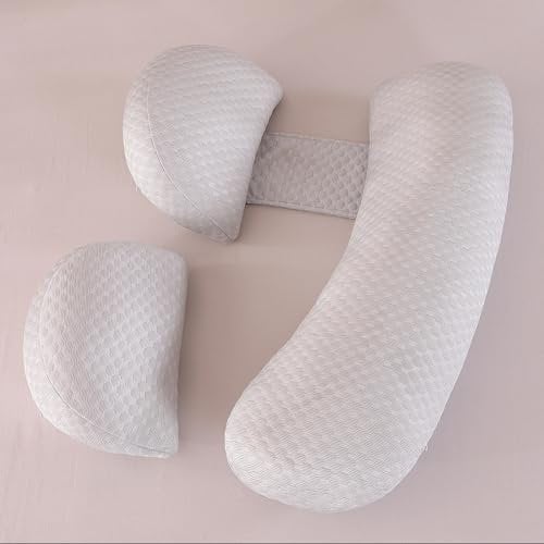 SHANNA Verlängern Schwangerschaftskissen Einstellbar, Komfortkissen Erwachsene Kühlender & Seidenweicher Bambusbezug, Ganzkörperkissen, Stützkissen Body Pillow, Stillkissen Körperkissen(Grau & Klein)