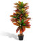 COSTWAY 100CM/150CM Artificial Croton Plant, Fake Croton Palm Tree with Colorful Variegated Leaves, Natural Wood Trunk and Nursery Pot, Realistic Greenery Potted Plant for Office Home (1, 100CM)