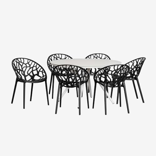 SKLUM Rundes Valerie-Tischset aus Aluminium (Ø125 cm) und 6 Ores-Gartenstühle