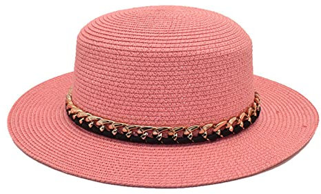 Fuzzy-Hüte für Mädchen, Sommer, Kette, flacher Zylinder, Damen, Outdoor, Freizeit, Sonnenschutz, modischer Strandhut für Herren, modern, rose, Einheitsgröße