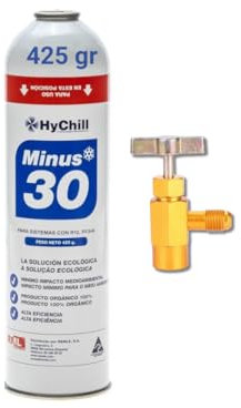 Recamania Gas refrigerante orgánico ecológico Minus30 + llave. Mirar tablas de presiones para su regulación y ficha de seguridad