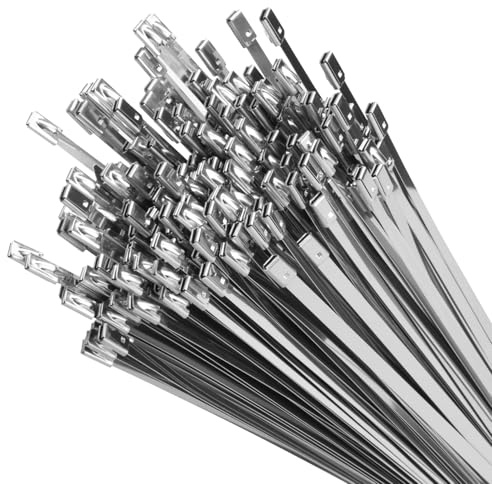 XINGO 100 Pièces Collier de Serrage Métallique, 600mm* 4,6mm, Résistance à la traction de 136 KG, Serre Cable Pour Enroulement D'échappement