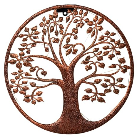 Haushalt International Wanddeko Baumsilhouette, Wandbild mit Solar-Beleuchtung, Deko für Außenbereich, Metallbild
