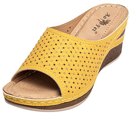 Sandali Inblu Estivi Eleganti Con Fibbia Per Donna - Scarpe Tacco 35 Piumino Rosa - Zeppa E Plateau - Infradito Di Corda